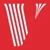 A red and white logo of the v for victory.